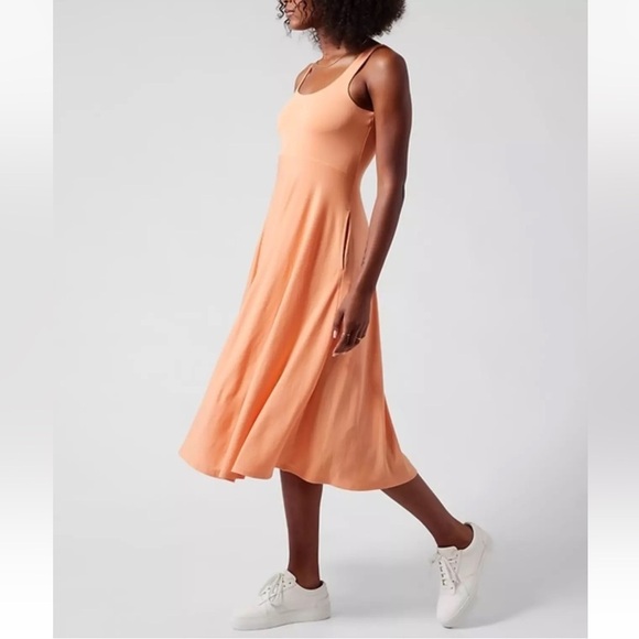 ATHLETA CACTUS PEACH SANTORINI MIDI DRESS Sz S distressed comfy - Picture 3 of 4